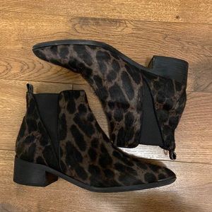 Pointed toe calf hair booties